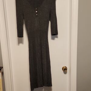 Kersh Gray Long Sleeve V-Neck Sheath Dress
